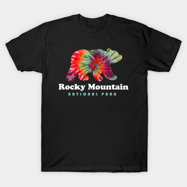 Rocky Mountain National Park Tie Dye Bear Rocky Mountains T-Shirt by PodDesignShop